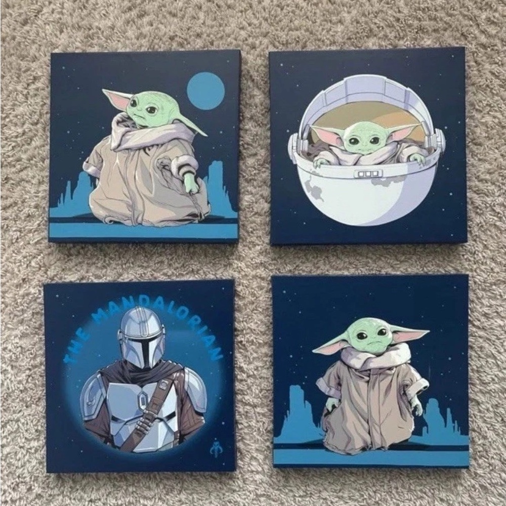 Star Wars Mandalorian and Baby Yoda Canvas Set